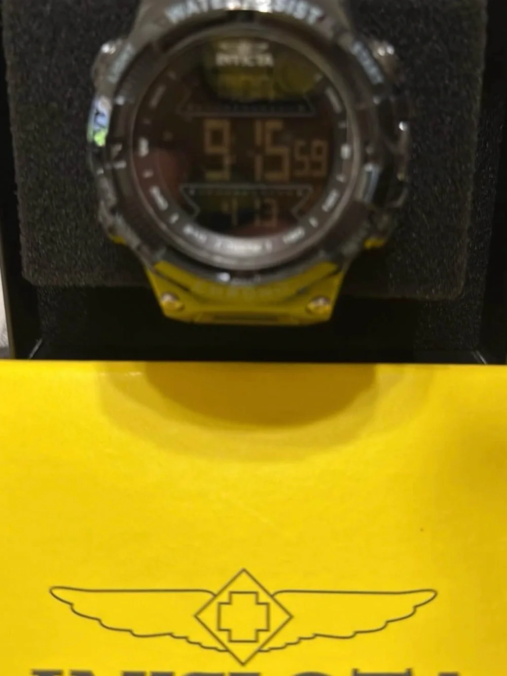 Invicta Black and Yellow Digital Chronograph Sport Watch